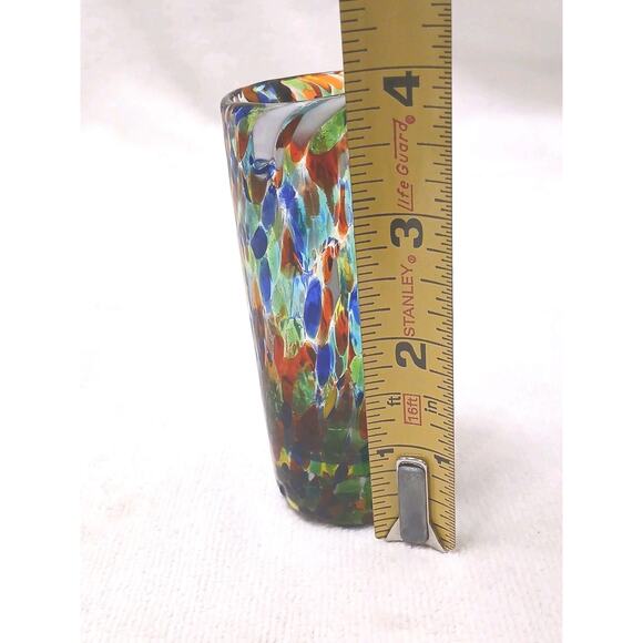 Handblown Shot Glass 4" Multicolor Confetti Rainbow Collectible Party Replacemen - Picture 7 of 7